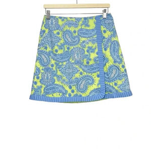Lily & Van Paisley Cotton Skirt Small Green And Blue